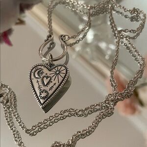 James Avery Changeable Charm 18” Heart w/sun/moon/stars/heart JA charm Necklace